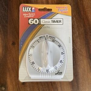 New Lux Minute Minder 60 Min Classic Timer Mechanical White Black